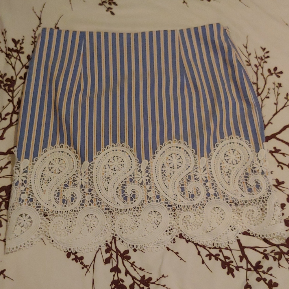 Striped skirt blue white orange paisley